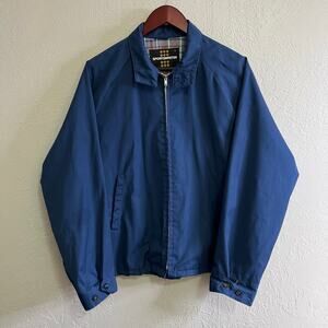 Vintage 70s Sportsmaster Blue Harrington Jacket Talon Zipper Plaid Lined Mens L